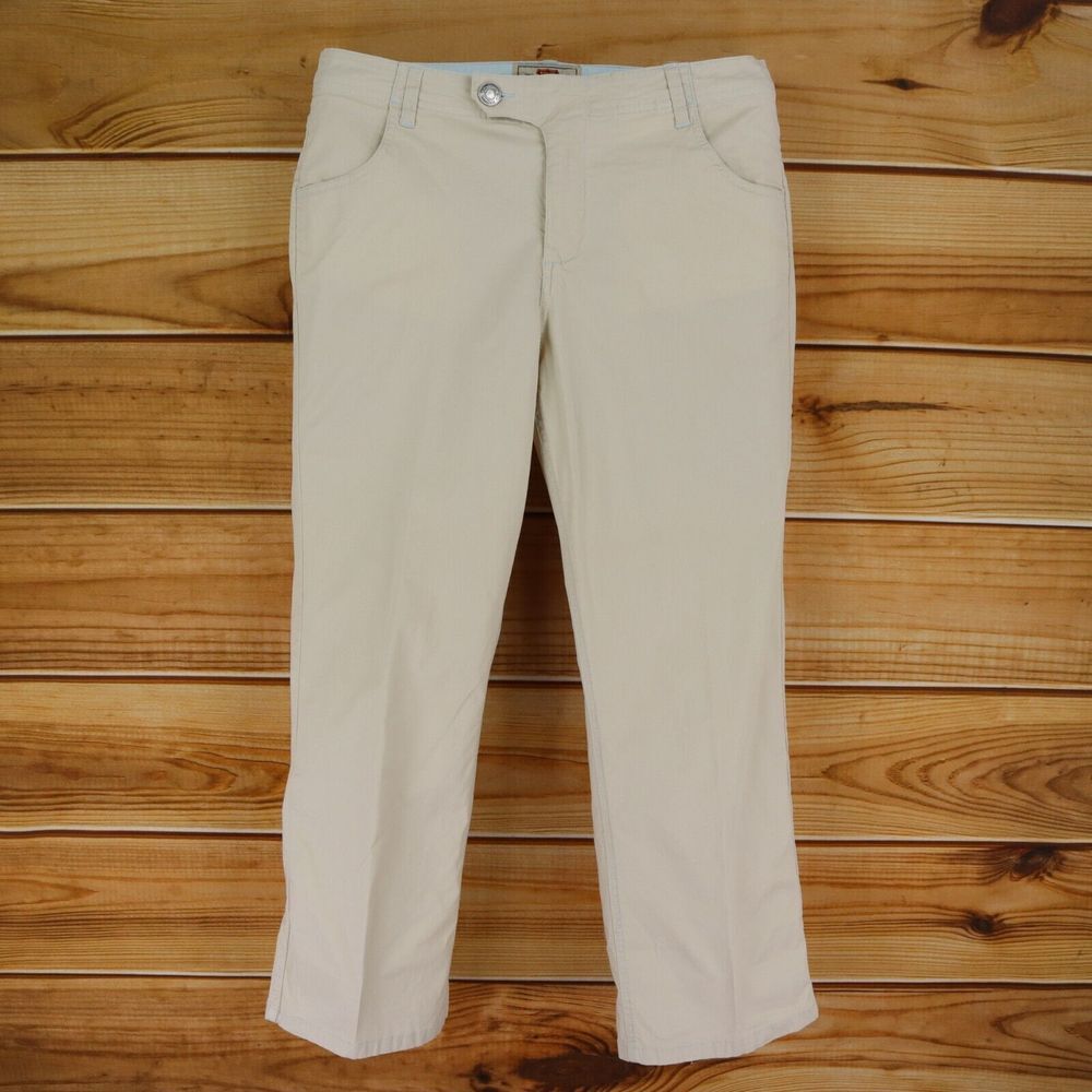 Route 66 Pants Cropped Straight Womens Size 14 Beige Cotton Blend Chino Pockets‎